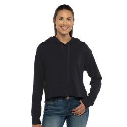Next Level 9384 Women's Laguna Sueded Raw Edge Crop Hoodie Sweatshirt