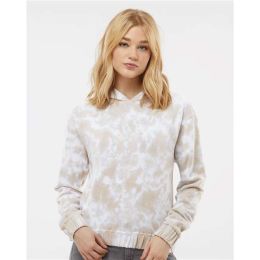 MV Sport W23718 Women's Sueded Fleece Tie-Dyed Crop Hooded Sweatshirt