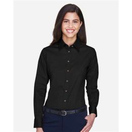 Harriton M500W Women's Easy Blend™ Long Sleeve Twill Dress Shirt with Stain-Release