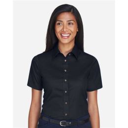 Harriton M500SW Women's Easy Blend™ Short Sleeve Twill Dress Shirt with Stain-Release