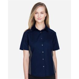 North End 77042 Women's Fuse Colorbloack Twill Short Sleeve Shirt