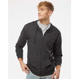 Independent Trading Co. SS150JZ Unisex Lightweight Jersey Full-Zip Hooded T-Shirt