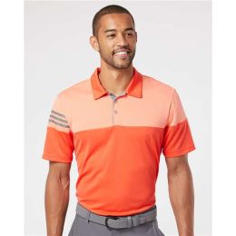 Adidas A213 Men's Heathered 3-Stripes Colorblocked Polo