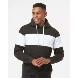 J. America 8644 Men's Varsity Fleece Colorblocked Hooded Sweatshirt