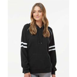J. America 8645 Women's Varsity Fleece Piped Hooded Sweatshirt