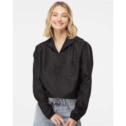 Independent Trading Co. EXP64CRP Women's Lightweight Quarter-Zip Pullover Crop Windbreaker