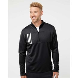 Adidas A482 Men's 3-Stripe Double Knit Quarter-Zip Pullover