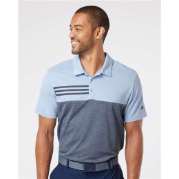 Adidas A508 Men's Heathered Colorblocked 3-Stripes Polo