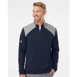 Adidas A532 Men's Textured Mixed Media Quarter-Zip Pullover