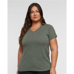 LAT 3817 Women's Curvy Collection Fine Jersey V-Neck Tee