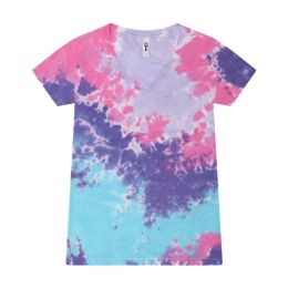 Colortone 1075 Women's Tie-Dyed V-Neck T-Shirt