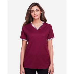 Devon & Jones DG20CW Women's CrownLux Performance® Plaited Tipped V-Neck Shirt