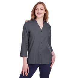 Devon & Jones DG562W Women's Crown Collection® Stretch Pinpoint Chambra Three-Quarter Sleeve Shirt