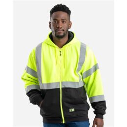 Berne Apparel HVF023 Men's Hi-Vis Class 3 Color Block Full-Zip Hooded Sweatshirt