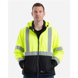 Berne Apparel HVJS206 Men's Hi-Vis Class 3 Hooded Soft Shell Jacket