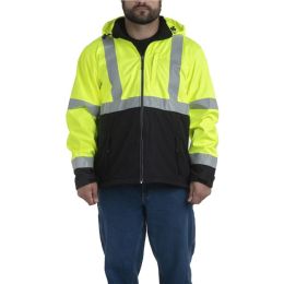 Berne Apparel HVJ206T Men's Tall Hi-Vis Class 3 Hooded Soft Shell Jacket