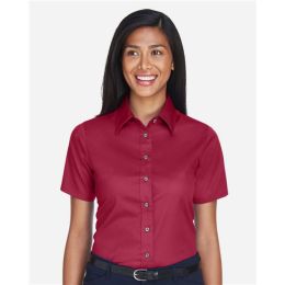 Harriton M500SW Women's Easy Blend™ Short Sleeve Twill Dress Shirt with Stain-Release