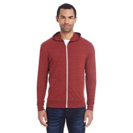 Threadfast Apparel 302Z Unisex Triblend Full-Zip Lightweight Hooded Sweatshirt