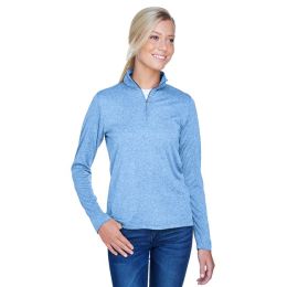UltraClub 8618W Women's Cool & Dry Heathered Performance Quarter-Zip Pullover