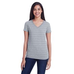 Threadfast Apparel 252RV Women's Invisible Stripe V-Neck T-Shirt