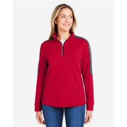 CORE365 CE404W Women's Market Snag Protect Mesh Colorblock Quarter-Zip Pullover