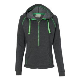 J. America 8876 Women's Triblend Half-Zip Hooded Sweatshirt