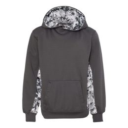 Badger 2464 Youth Digital Camo Colorblock Performance Fleece Hooded Sweatshirt