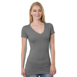 Bayside 3407 Women's USA-Made V-Neck T-Shirt