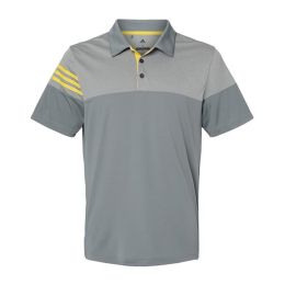 Adidas A213 Men's Heathered 3-Stripes Colorblocked Polo