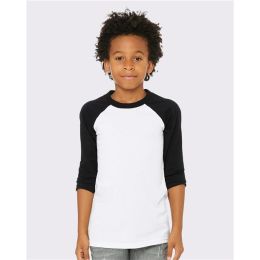 BELLA + CANVAS 3200Y Youth Three-Quarter Sleeve Baseball Tee