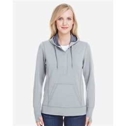 J. America 8431 Women’s Omega Stretch Snap-Placket Hooded Sweatshirt