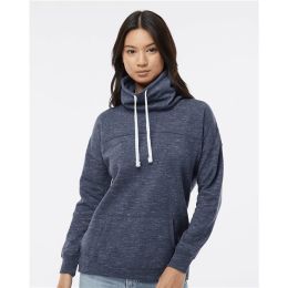 J. America 8673 Women’s Mélange Fleece Cowl Neck Sweatshirt
