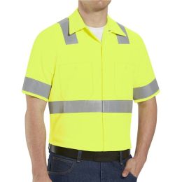 Red Kap SS24HVT Men's Tall High Visibility Safety Short Sleeve Work Shirt