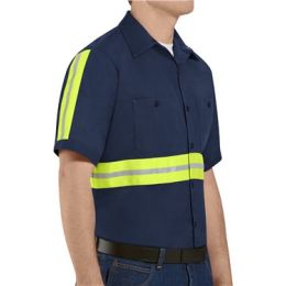 Red Kap SC40E Men's Enhanced Visibility Short Sleeve Cotton Work Shirt