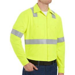 Red Kap SS14HVT Men's Tall High Visibility Work Shirt