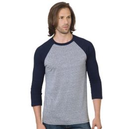 Bayside 9525 Unisex Triblend Three-Quarter Sleeve Raglan T-Shirt