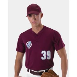 Alleson Athletic 522MM Men's Baseball Two Button Henley Jersey