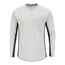 Bulwark MPS8 Men's Long Sleeve FR Two-Tone Base Layer with Concealed Chest Pocket - EXCEL FR