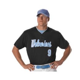 Alleson Athletic 52MTHJ Men's Two Button Mesh Baseball Jersey With Piping