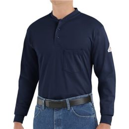 Bulwark SEL2T Men's Tall Long Sleeve Tagless Henley Shirt