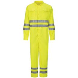 Bulwark CMD8T Men's Tall Hi-Vis Deluxe Coverall with Reflective Trim - CoolTouch® 2 - 7 oz.