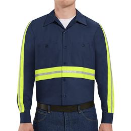 Red Kap SP14ET Men's Tall Industrial Enhanced-Visibility Long Sleeve Work Shirt