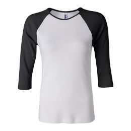 BELLA + CANVAS 2000 Women’s 1X1 Baby Rib Raglan Three-Quarter Sleeve Tee