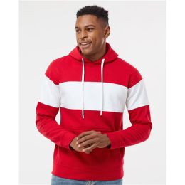 J. America 8644 Men's Varsity Fleece Colorblocked Hooded Sweatshirt