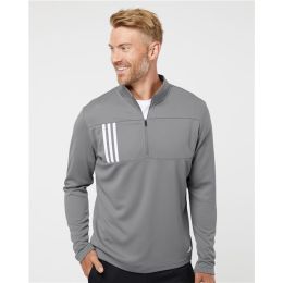 Adidas A482 Men's 3-Stripes Double-Knit Quarter-Zip Pullover