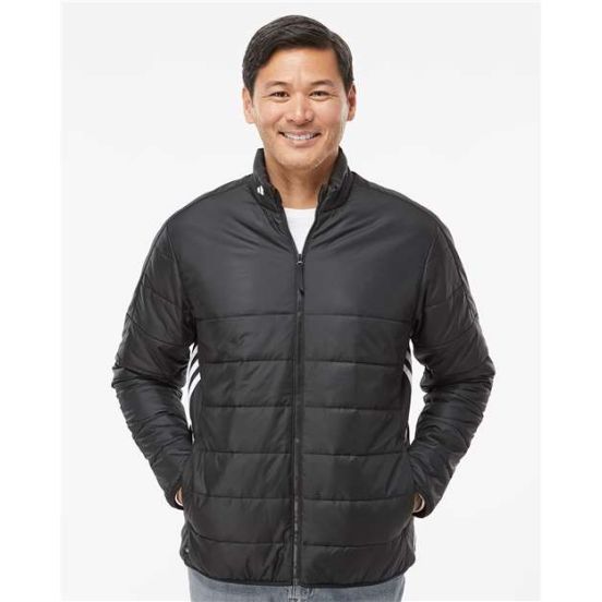 Adidas A570 Men's 3 Stripe Puffer Full-Zip Jacket