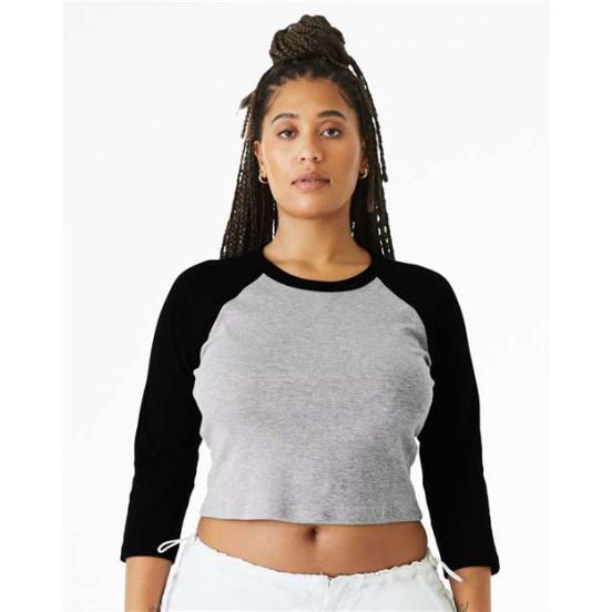 BELLA + CANVAS 1200 Women's Micro Rib Three-Quarter Raglan Sleeve Baby Tee