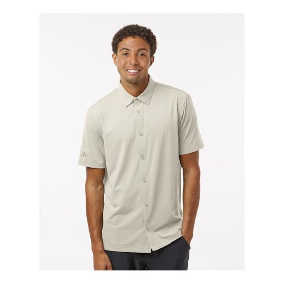 Adidas A595 Men's Full Button Down Short Sleeve Shirt
