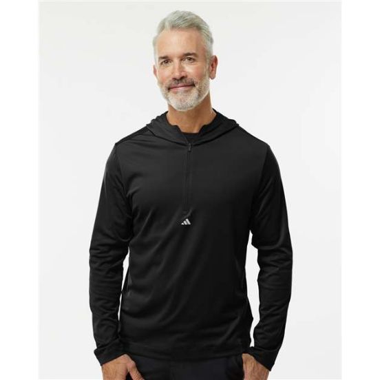 Adidas A596 Men's Lightweight Quarter-Zip Hooded Pullover
