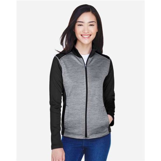 Devon & Jones DG796W Women's Newbury Colorblock Mélange Fleece Full-Zip Jacket
